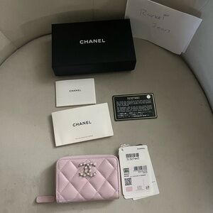 🦄 Rare Chanel 21S Pink Caviar Coco Candy zippy wallet card holder
